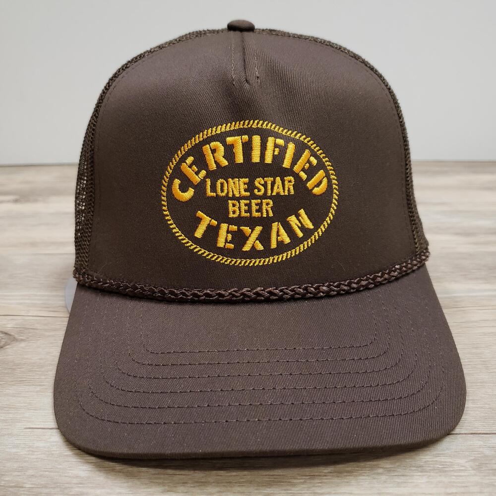 Certified Lone Star Beer Texan Hat Cap Snapback Brown Otto Trucker OS Adj